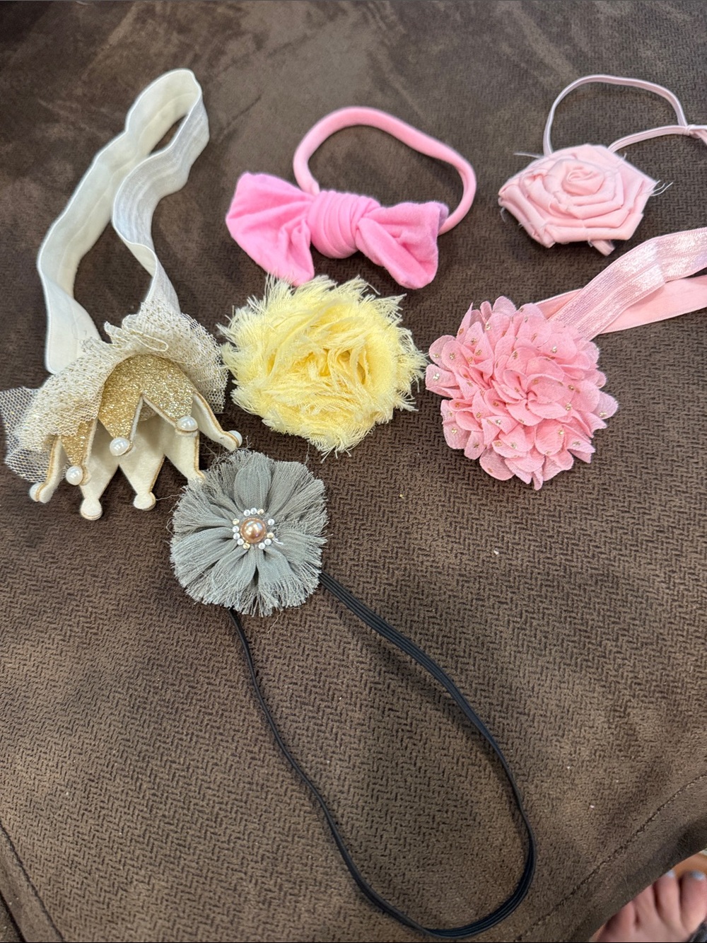 Assorted Kids Floral & Bow Headbands - Pink, Yellow, Gray, Gold, Cream